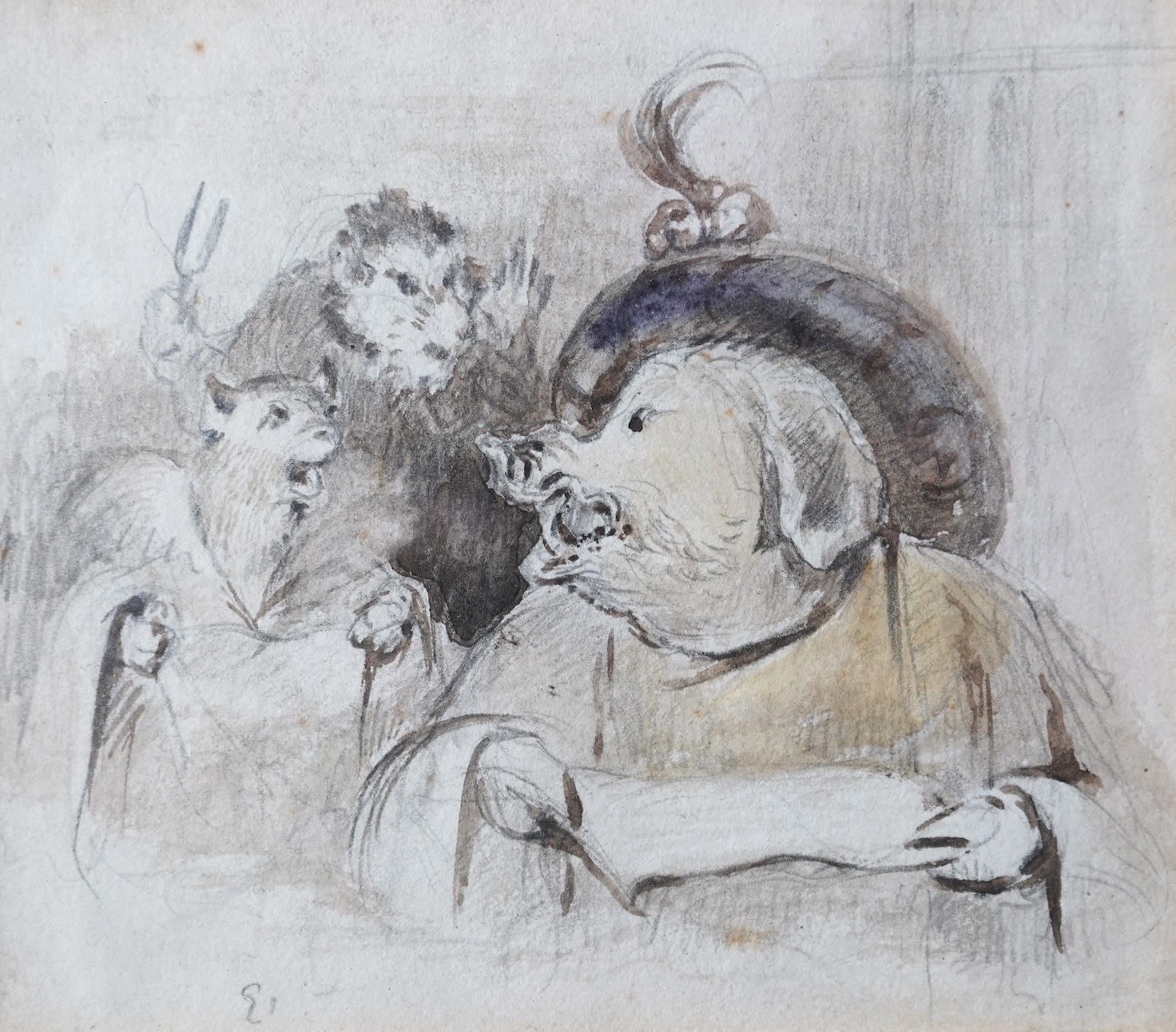 Manner of Sir Francis Grant, 1803-1878, Anthropomorphic study of three animals